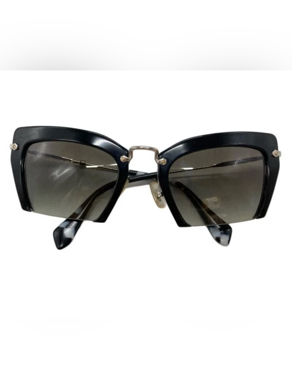 Miu Miu Black Cat-Eye Sunglasses with Gradient Smoke Lenses